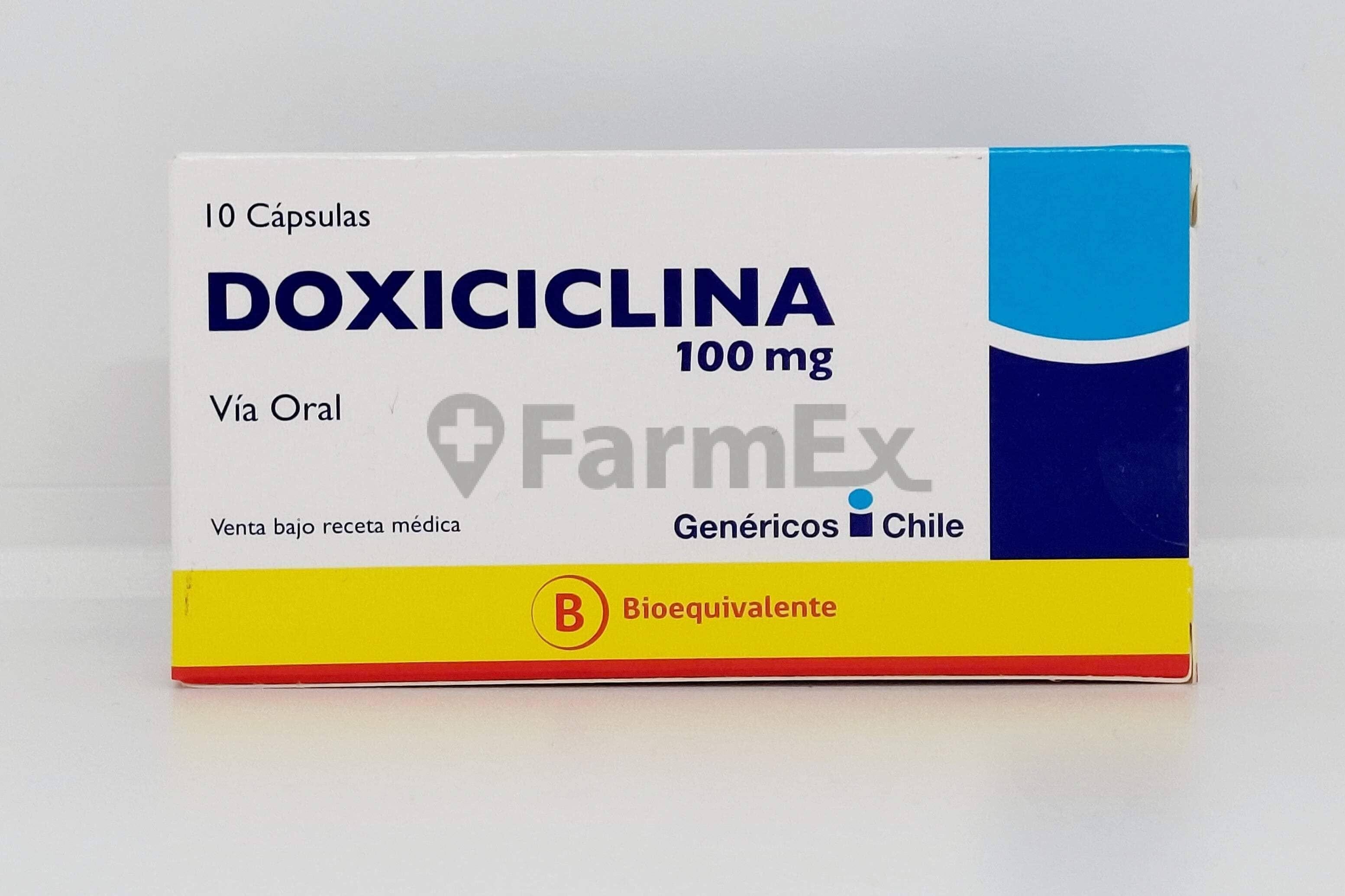 Doxiciclina 100 mg x 10 cápsulas Farmex-Fonasa-Persistente